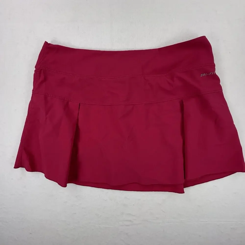 Nike Tennis Skort Womens Medium Pink Dri-FIT Pleated Athletic Lined Stretch